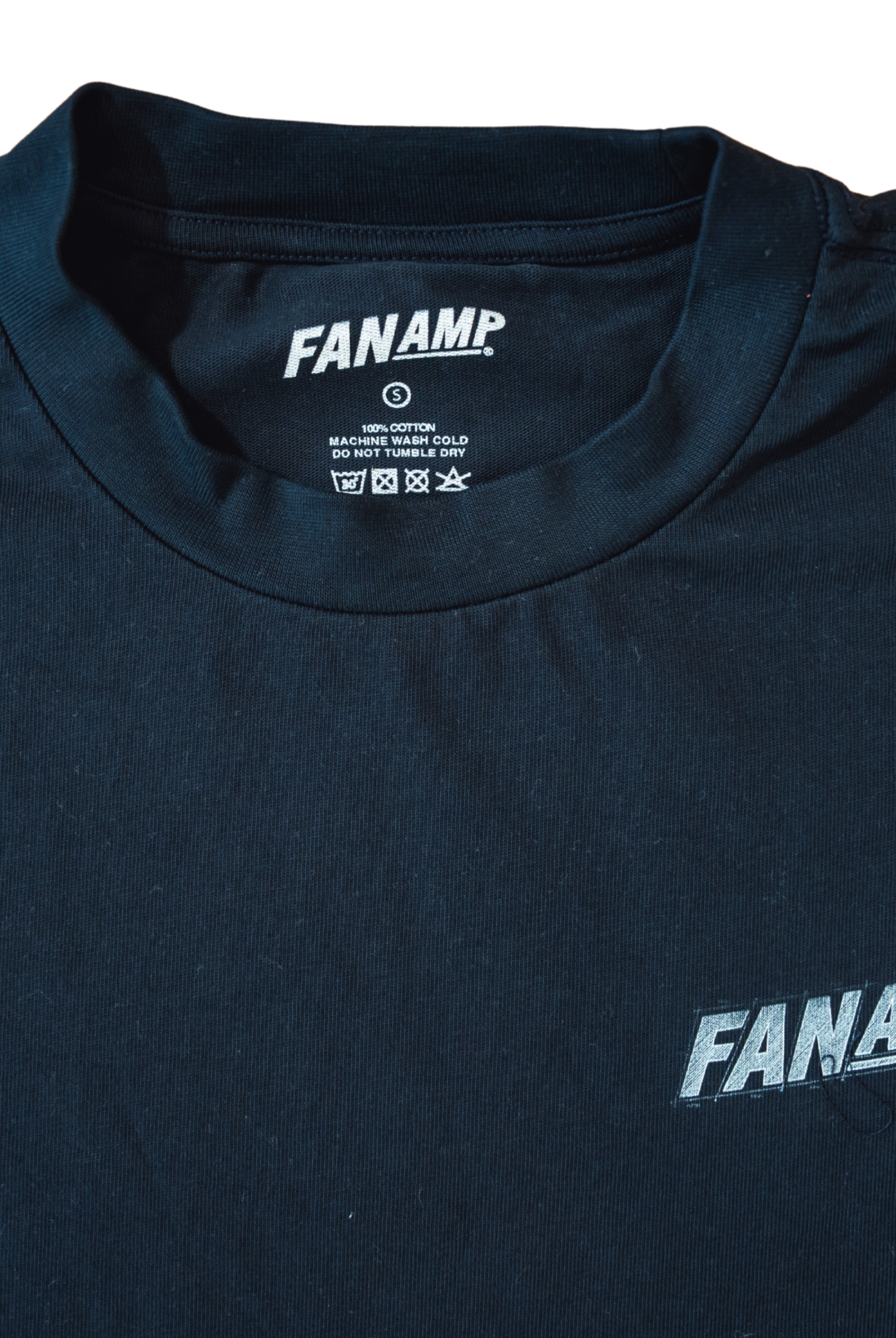 Close up of the tag of the Navy Safety First t-shirt