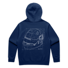 Back of the Safety First Cobalt Hoodie