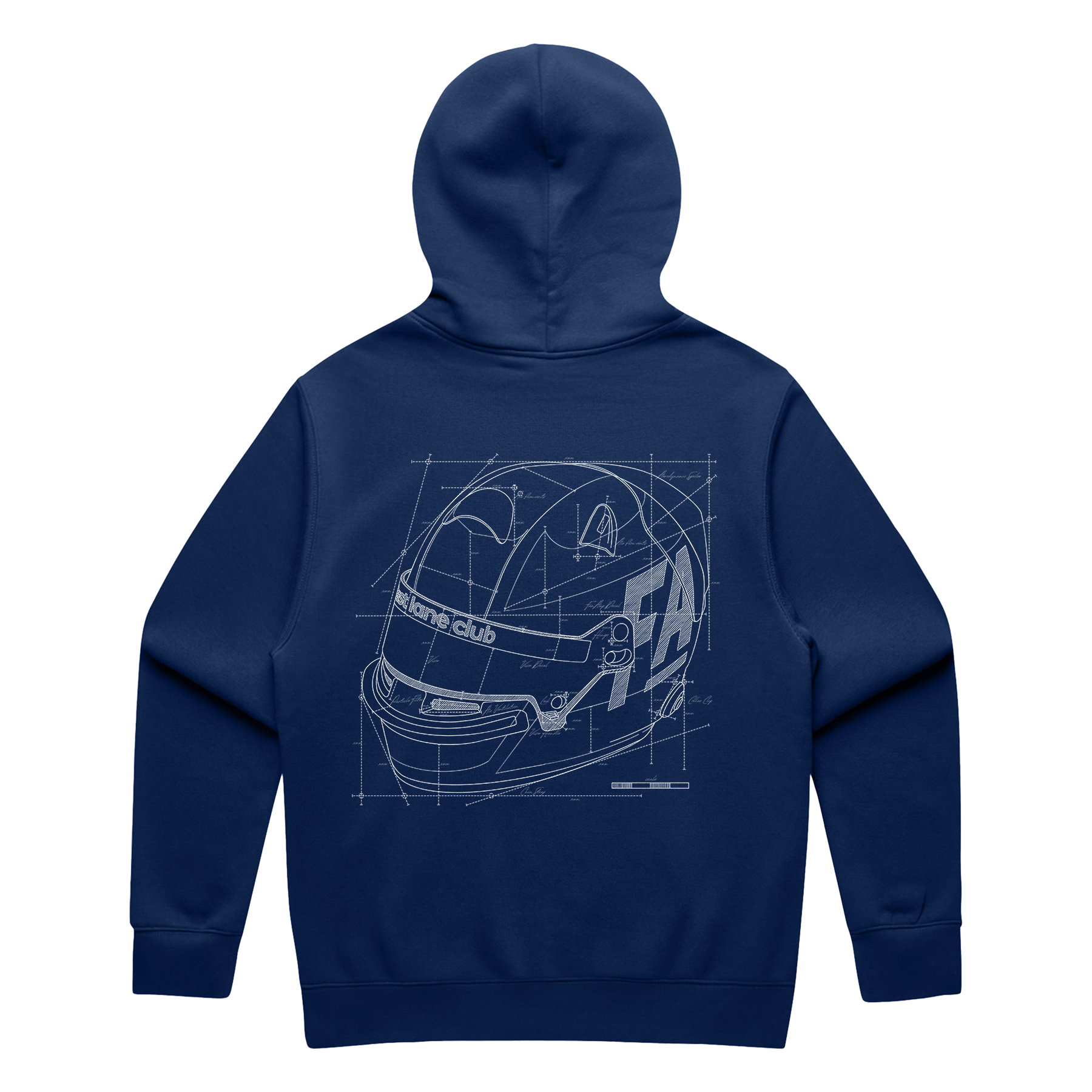 Back of the Safety First Cobalt Hoodie