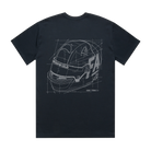 Back of the Safety First navy t-shirt